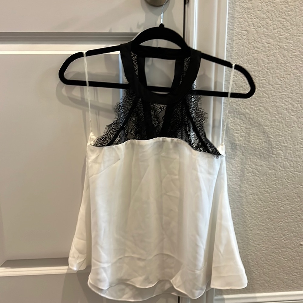 Black lace and white tank top